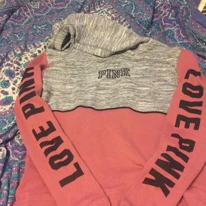 Pink and grey long sleeve hoodie